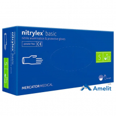 Рукавички нітрилові Nitrylex PF Protect Basic "S" сині (Mercator Medical), 50 пар/пак.